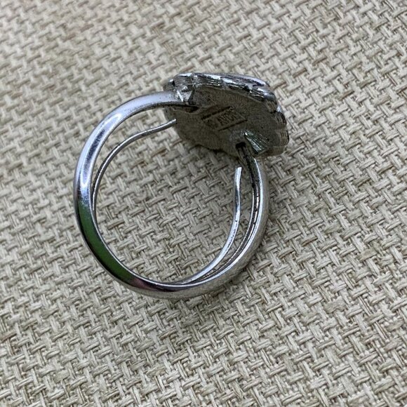 Avon Hematite Celtic Twist Knot Swirl Silver Tone Ring 6.5 - Picture 3 of 7